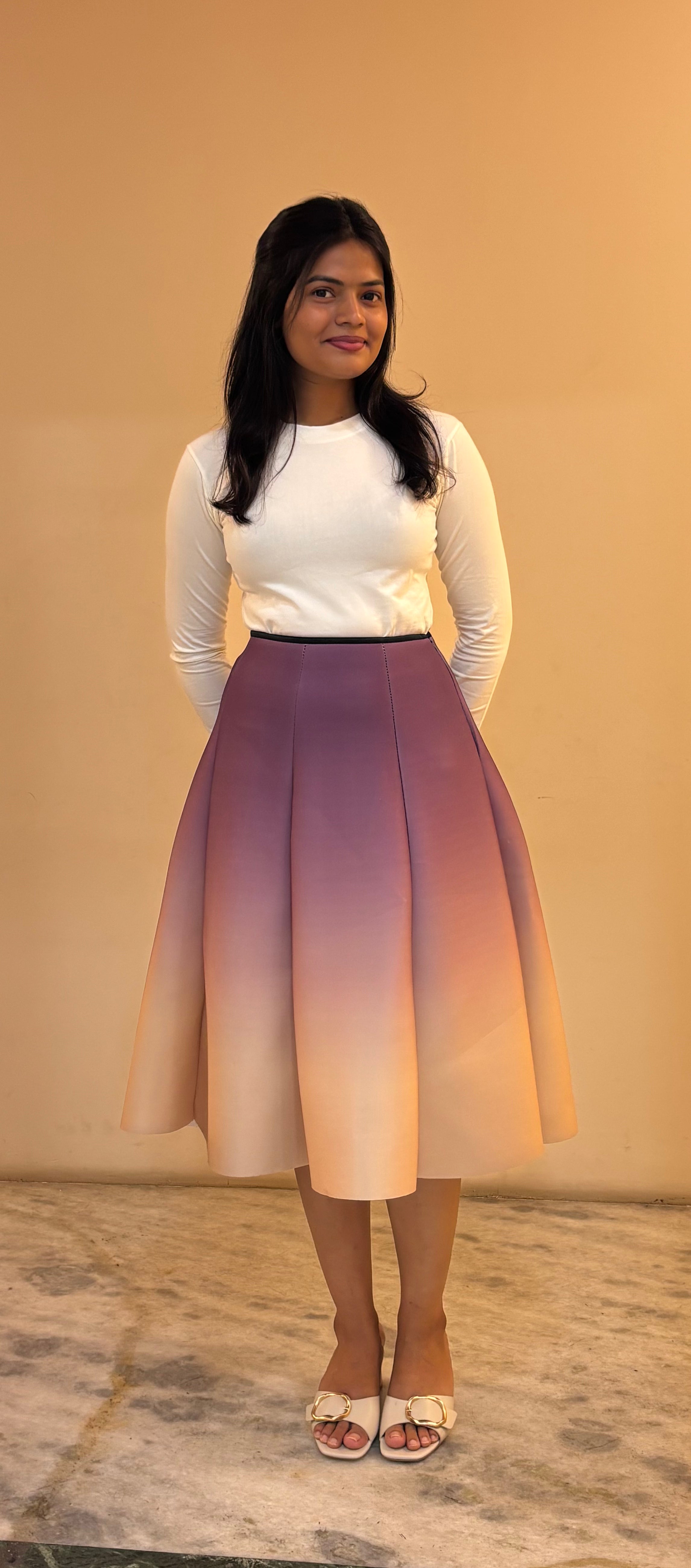 Ombre Scuba Skirt (Purple - Beige)