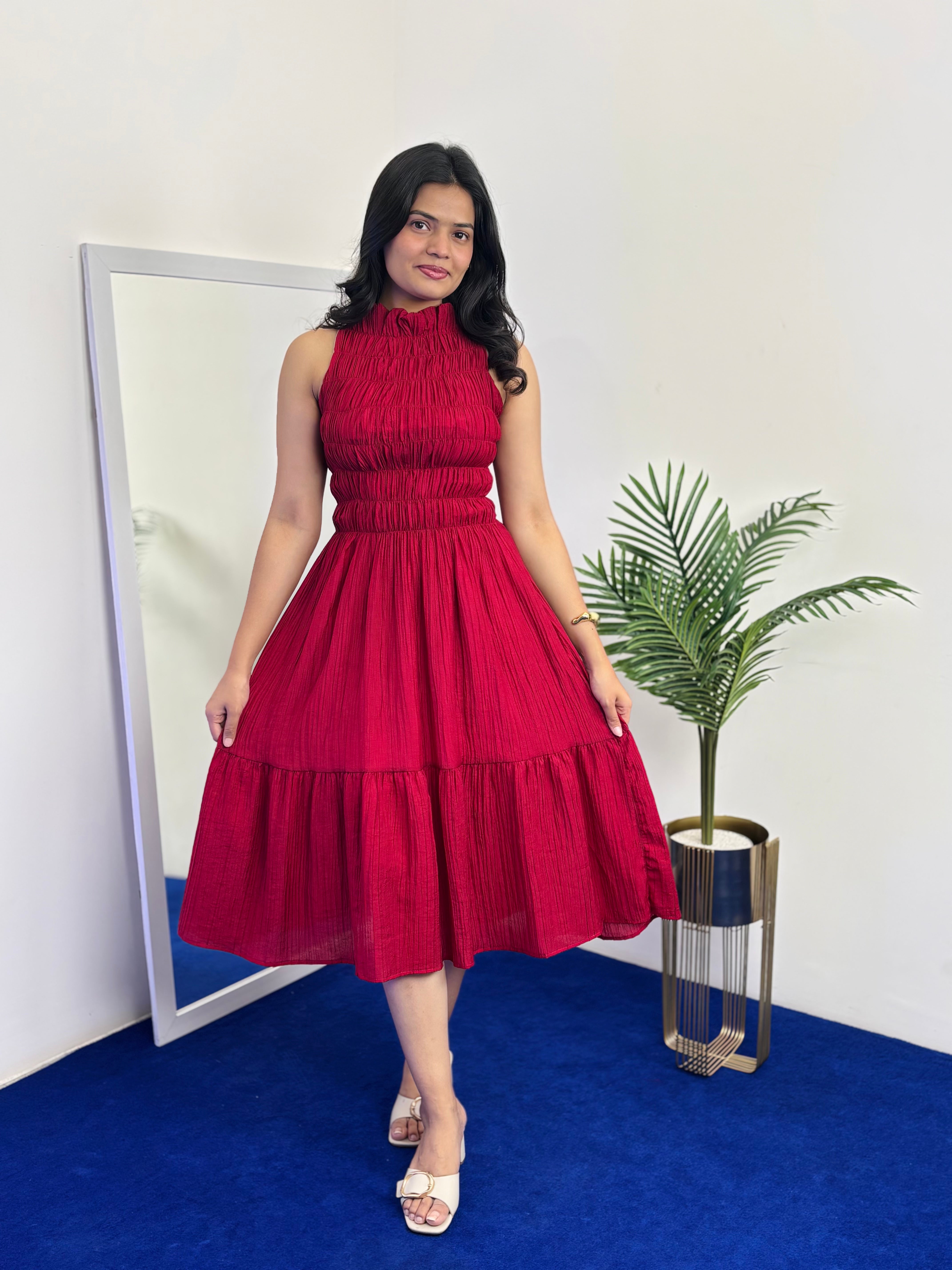 Smocked Sleeveless Tiered Dress