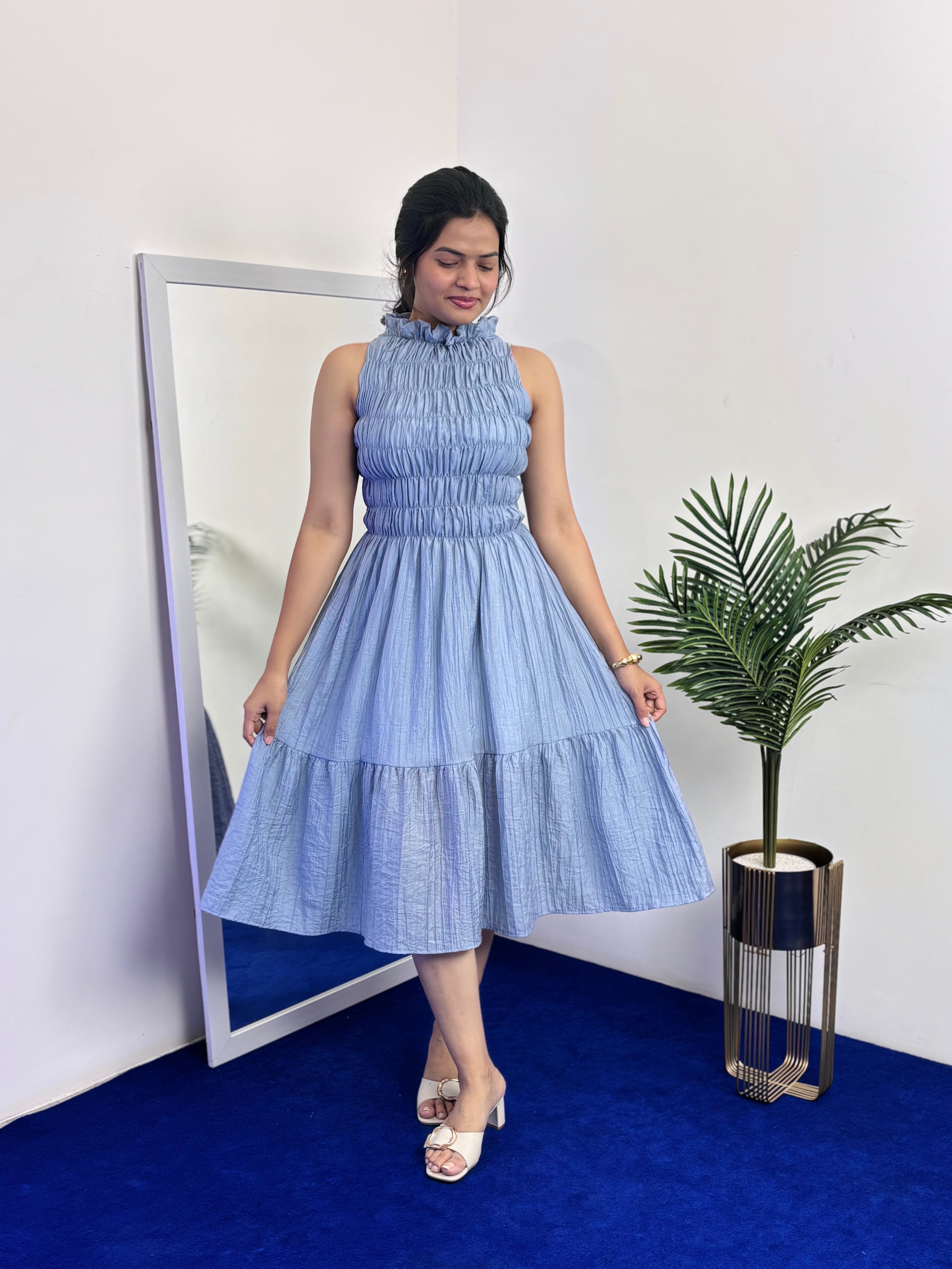 Smocked Sleeveless Tiered Dress