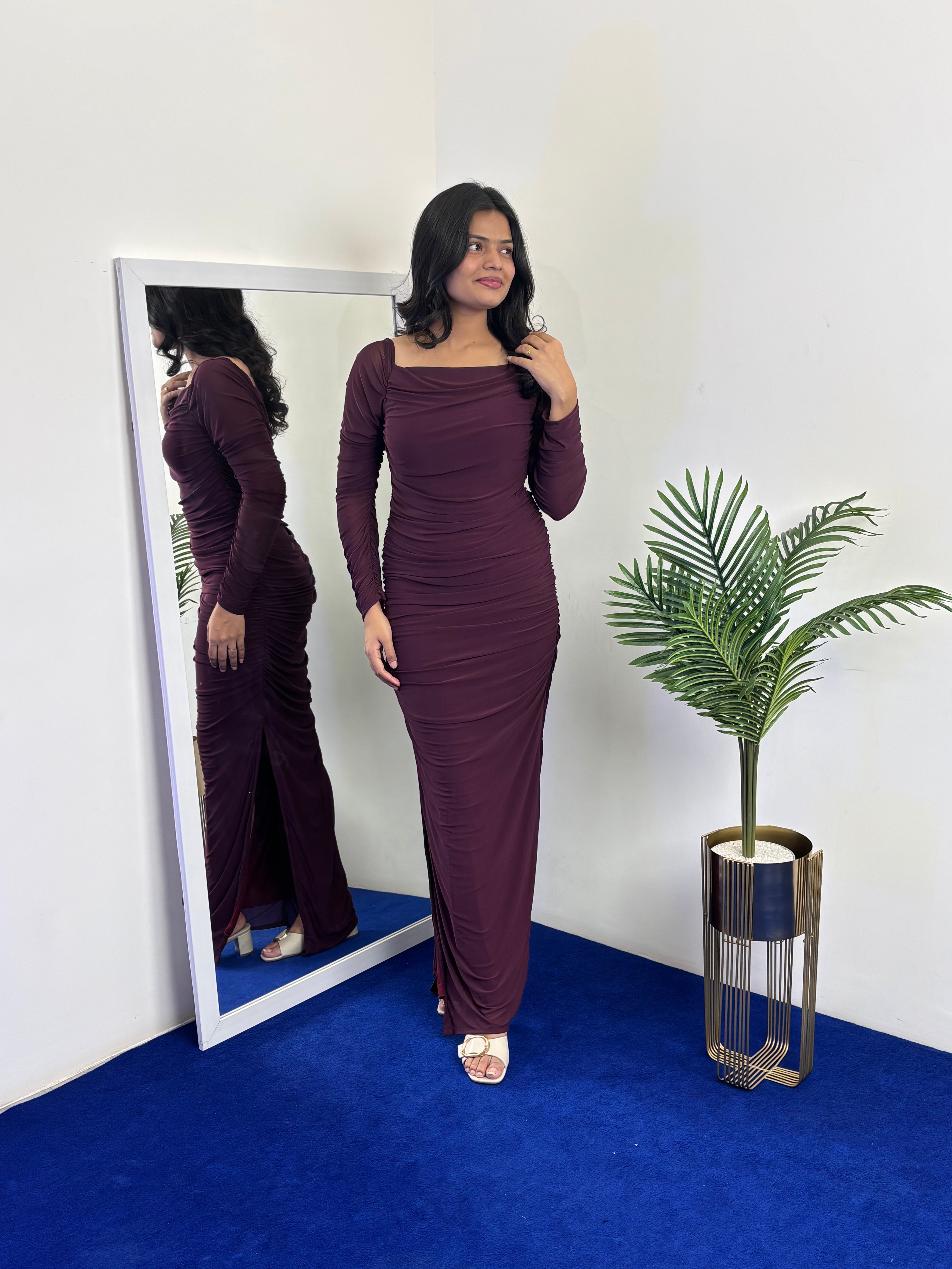 Full Sleeve Ruched Bodycon Dress | 5 Colours | Power Mesh | My Love Fashion Full Sleeve Ruched Bodycon Dress | 5 Colours | Power Mesh | My Love Fashion