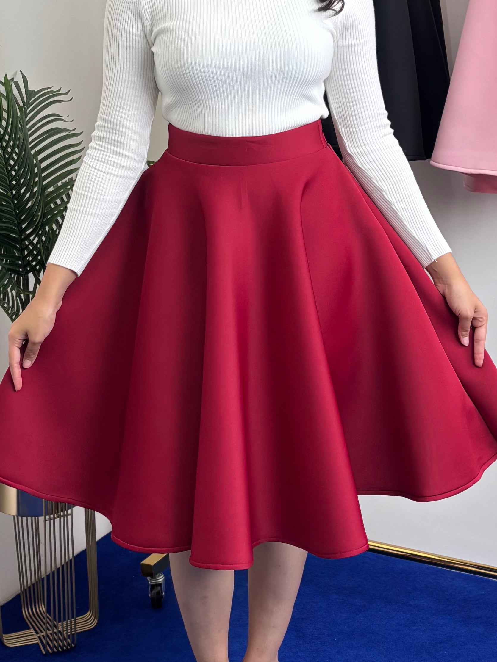 Flared Scuba Skirt - Solid