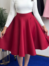 Flared Scuba Skirt - Solid